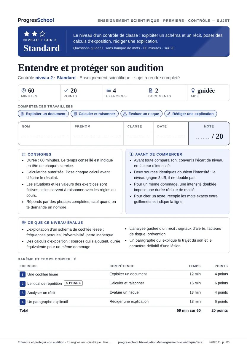 Première page du sujet : Entendre et protéger son audition, contrôle Standard